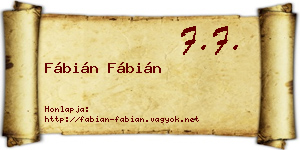 Fábián Fábián névjegykártya